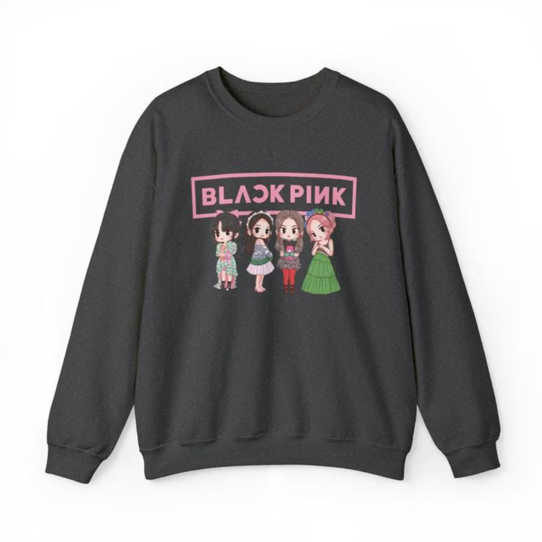 Moletom Gola Redonda Blackpink Sweet-PRETO