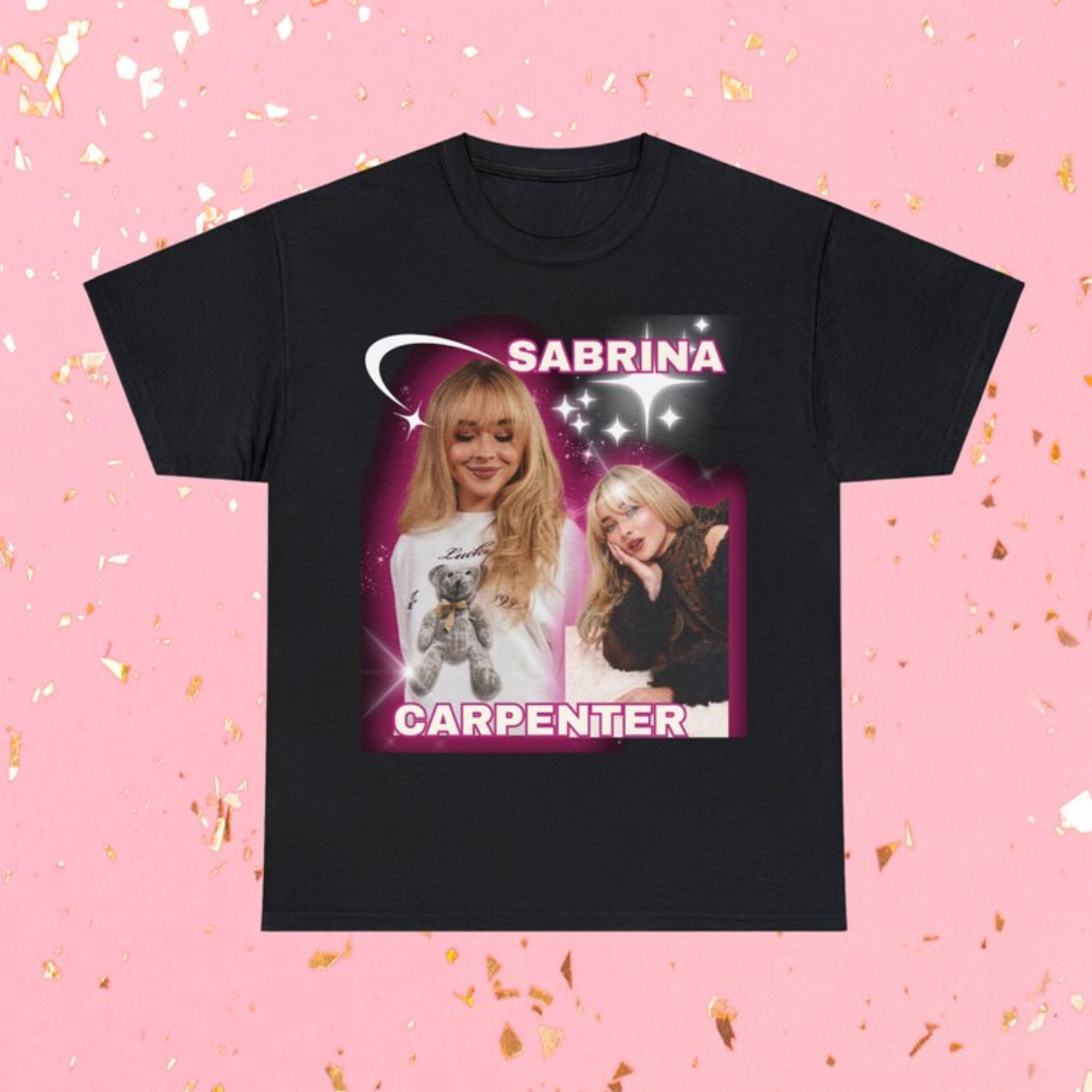 Camiseta Básica Sabrina Carpenter Vintage Retro-PRETO