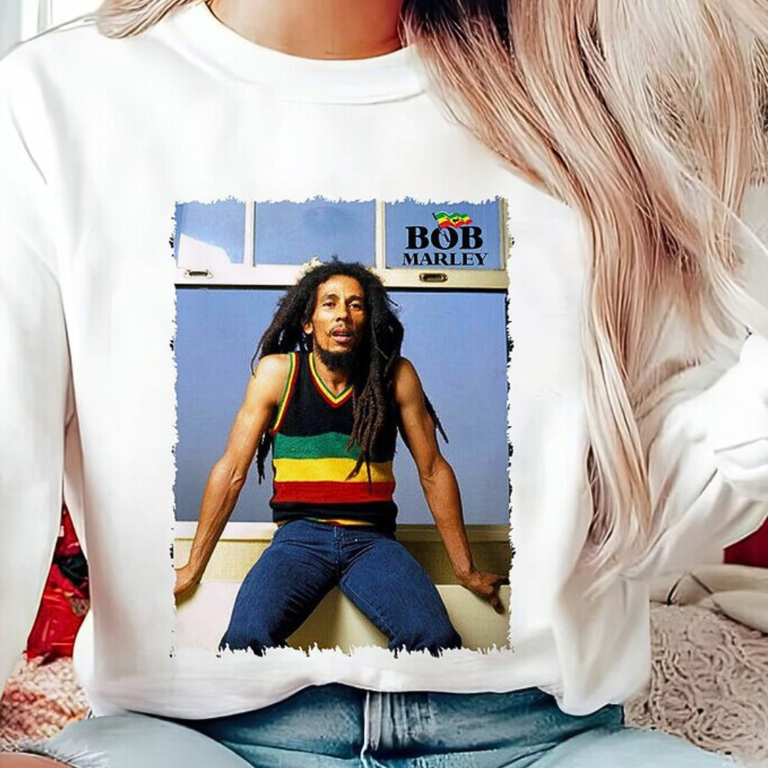 Moletom Gola Redonda Bob Marley Vintage Retro