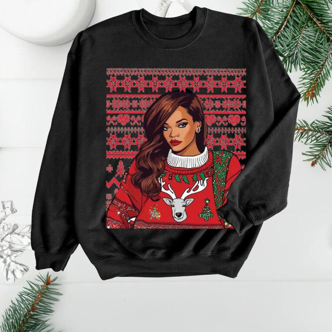 Moletom Gola Redonda Rihanna Xmas