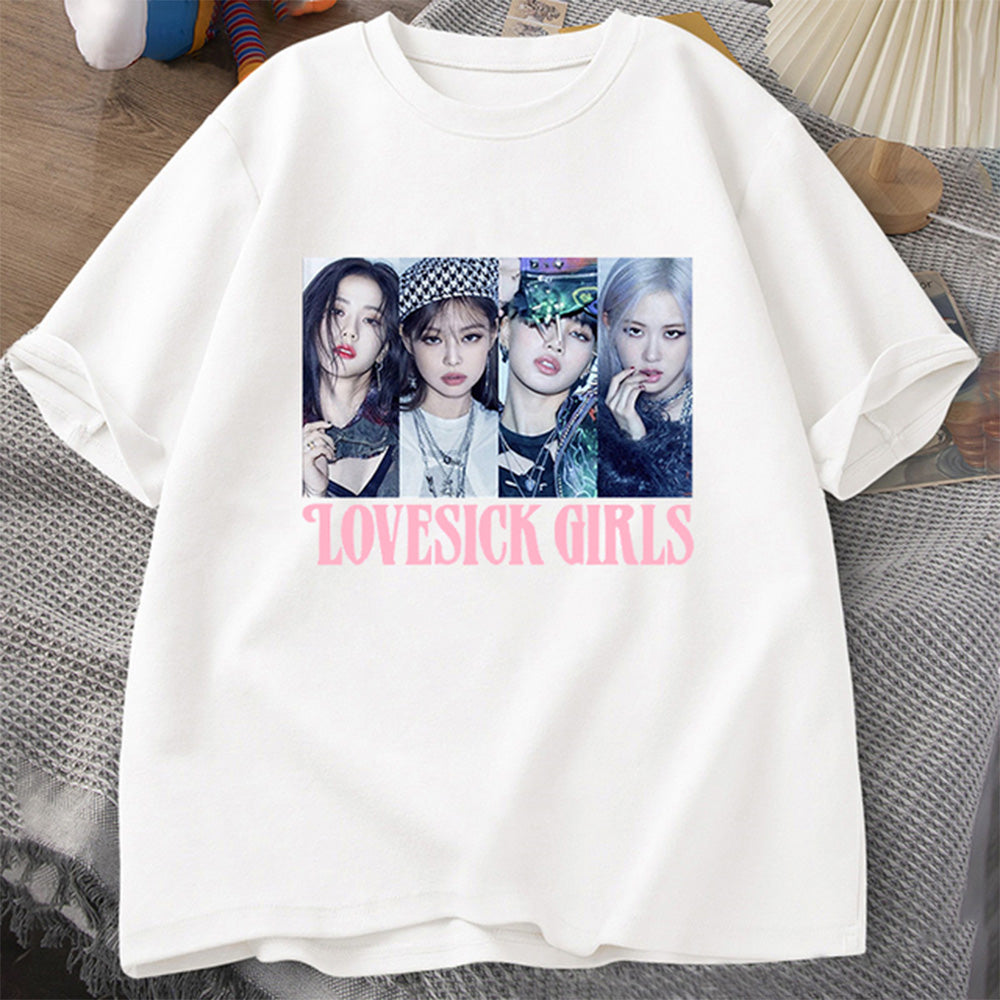 Camiseta Básica Lovesick Girls Blackpink-BRANCO