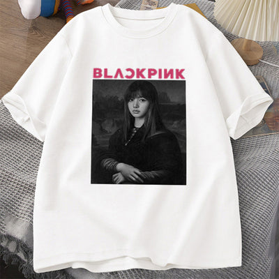 Camiseta Básica MonaLisa Blackpink-BRANCO