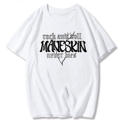 Camiseta Básica Maneskin Rock and Roll Never Dies