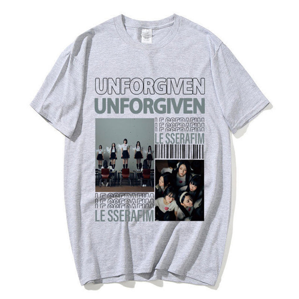 Camiseta Básica Le Sserafim Unforgiven - cinza