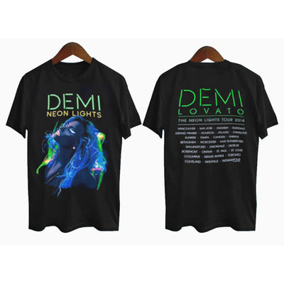 Camiseta Básica Demi Lovato Neon Lights World Tour