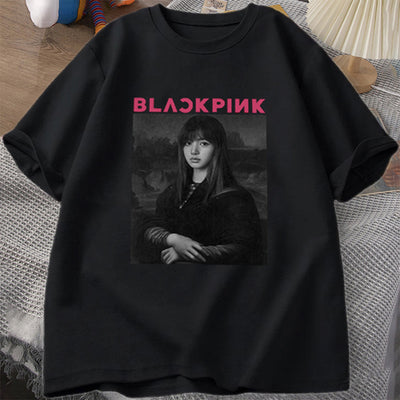 Camiseta Básica MonaLisa Blackpink-PRETO