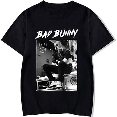 Camiseta Básica Bad Bunny Black and White