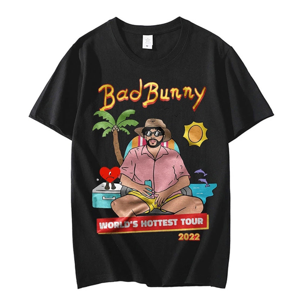 Camiseta Básica Bad Bunny World's Hottest Tour