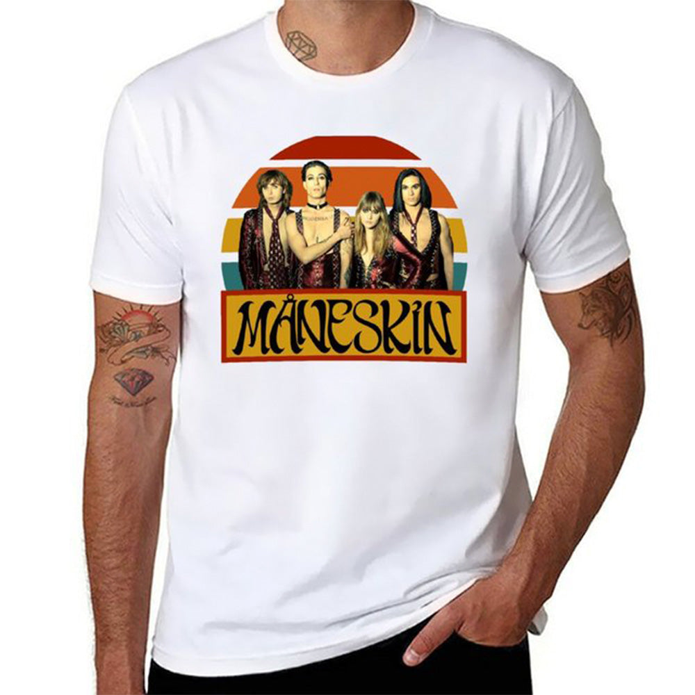 Camiseta Básica Maneskin Retrô  - branco