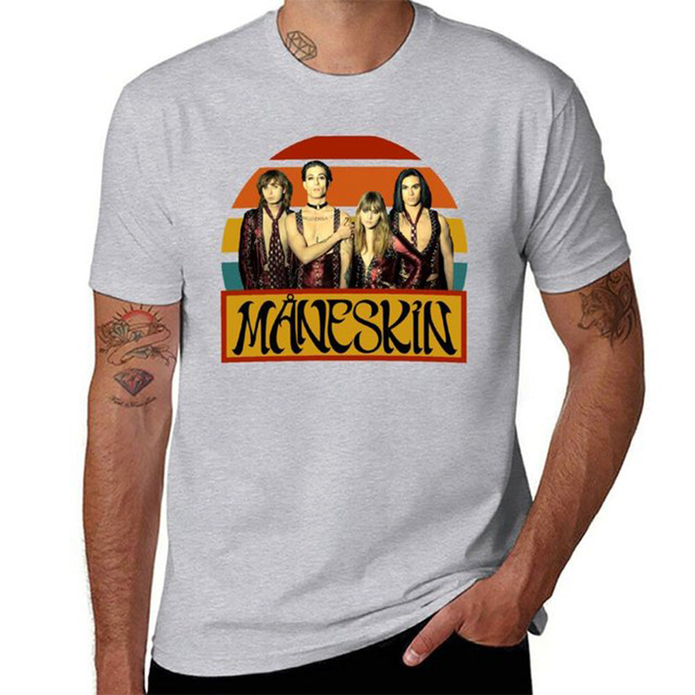 Camiseta Básica Maneskin Retrô  - cinza