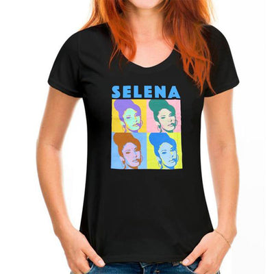 Camiseta Básica Selena Faces Colors - preto