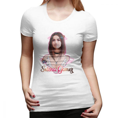 Camiseta Básica Selena Gomez Cute - branco